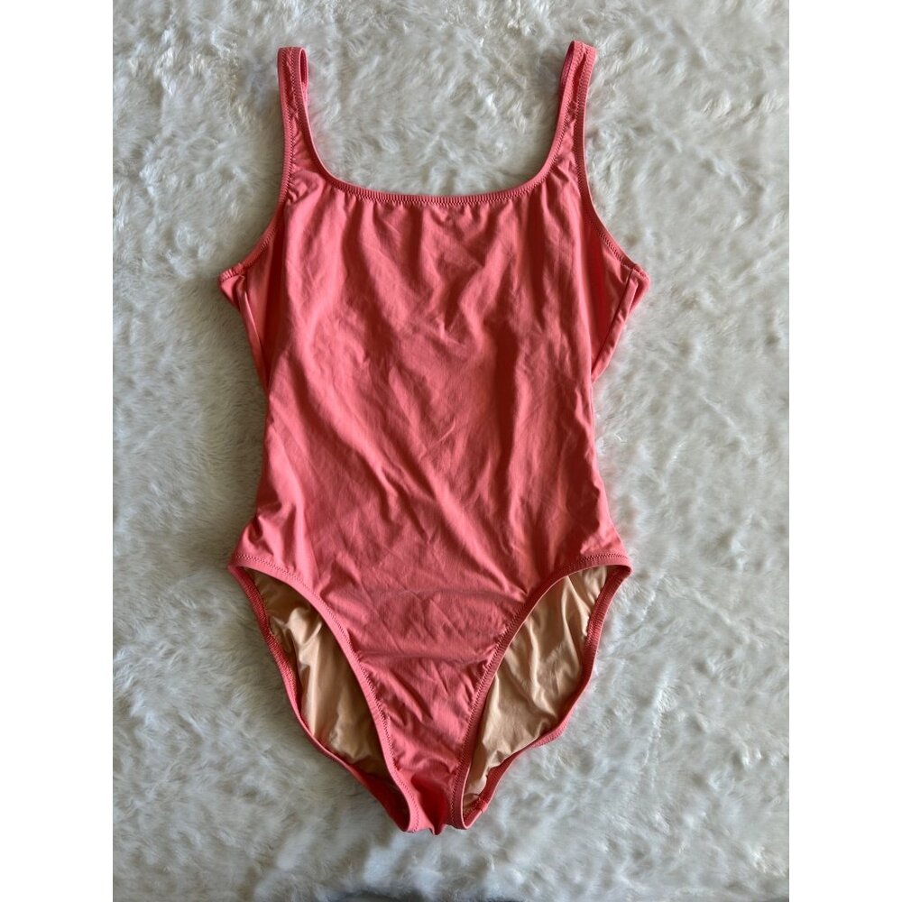 J.Crew Peach Unpadded Solid One Piece Swimsuit High Cut Leg - Size 10